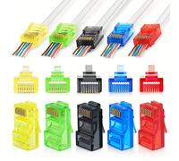 TEMU 50pcs Conectores Pasacables Cat6 RJ45, Colores (10pcs/color), Enchufe Modular EZ para Cable de Red UTP Sólido o Trenzado