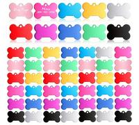 TEMU 50pcs Etiquetas de Identificación para Mascotas de Hueso de Aluminio Grabadas, 38mm - Colgantes Coloridos de Cara con y Número de Teléfono para Perros y Gatos