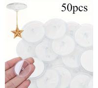 TEMU 50pcs Mini Ganchos de Techo Transparentes - Fácil Instalación, Autoadhesivos y Sin Marcas para Decoración DIY, Fiestas, Banderas de Navidad y Más