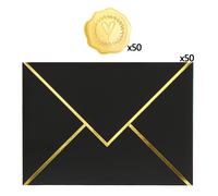 TEMU 50pcs Sobres + 50pcs Pegatinas Sobres de de Lujo A7 con Pegatinas Sobres de Tarjeta de 5x7 Pulgadas con de Lámina Dorada para Invitaciones de Graduación, , Fiestas y