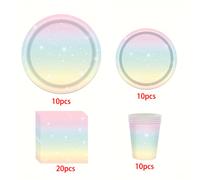 TEMU 50uds/80uds Decoraciones para de , Bandeja de Papel Colorida, Servilletas, Vasos, Juego de Vajilla para Decoraciones de de Pastel, Suministros para de Baby Shower de Princesa