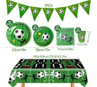 TEMU 52 piezas de artículos para fiestas con temática de fútbol - Platos de papel, servilletas, mantel y decoraciones de portería para , vacaciones deportivos, accesorios de fútbol