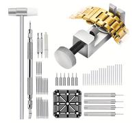 TEMU 57pcs Herramienta de reparación de correa de reloj con 6 puntas de repuesto adicionales, 20pcs pasador de cotter, juego de herramienta de barra de , 1pieza de cabeza