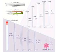 TEMU 58 piezas de agujas de abalorios: 50 agujas de abalorios rectas largas, 8 agujas de abalorios de ojo grande con enhebrador, botella de agujas, tijeras de hilo, pinzas para hacer pulseras y joyas