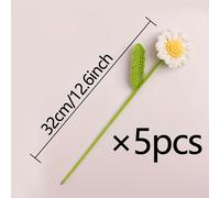 TEMU 5pcs/10pcs Flores Artificiales de y Margarita Tejidas a para Decoración de Oficina, Hogar o Sala, Ramo de Flores Falsas Crochet, Plantas para , Regalo del Día de la , Día del Maestro o Graduación