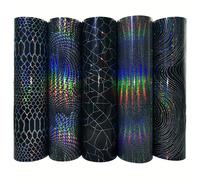 TEMU 5pcs Bundle 25x30CM/9.8X11.8IN Película de vinilo de transferencia de holográfica láser DIY para máquina Cricut Vinilo para planchar en camisetas y almohadas