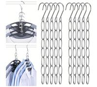 TEMU 6/10uds Perchas de , Organizador de Perchas de Cadena de Metal con 7 Ranuras, Perchas Mágicas Plegables Múltiples en Una, Percha Vertical Plegable Ahorradora de para Tiendas de Ropa