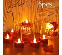 TEMU 6/12/24pcs Velas LED sin llama, corazones de operados por batería, luces de té decorativas eléctricas para , propuestas, , mesas de comedor, Día de San Valentín, Día de la