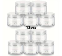 TEMU 6/12pcs Tarros de Plástico Transparentes de 4oz con Tapas - Contenedores Redondos Reutilizables para Alimentos y Organización de Cocina