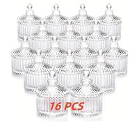 TEMU 6/16 frascos de vidrio con tapas, portavelas, frascos para dulces y galletas, joyeros, recipientes para bufé para, almacenamiento, frascos decorativos y portavelas