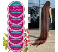 TEMU 6 barras de Champú de Colágeno con Biotina de 60g, enriquecido con colágeno y biotina para nutrición profunda, e irritable. Adecuado para todo tipo de cabello: hidrata, y tu pelo
