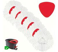 TEMU 6 Cabezales de Recambio para Fregona + 1 de Plástico, Almohadillas de Microfibra 100%, Compatibles con Fregonas Giratorias Triangulares - Rotación de 360° para una Limpieza de Suelos Sin