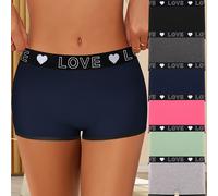 TEMU 6 calzoncillos bóxer deportivos con estampado de , shorts de boxeo cómodos y transpirables en colores contrastantes, ropa interior y lencería para mujer