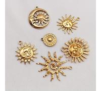 TEMU 6 colgantes 3D huecos de acero inoxidable con diseño de cara de sol y luna para la de joyería artesanal, ideales para collares y pulseras