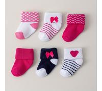 TEMU 6 de Calcetines de Algodón Mezclado con Felpa - Gruesos y Cálidos, Adecuados para Recién Nacidos, Botines con de y Punta , Lavables a Máquina - Calzado para Ropa Casual