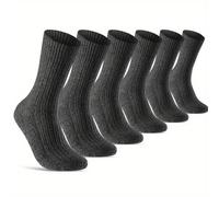 TEMU 6 de calcetines de negocios para hombre para , otoño e invierno, con agujas dobles y un diseño retro de color sólido, calcetines de media caña cómodos y cálidos.