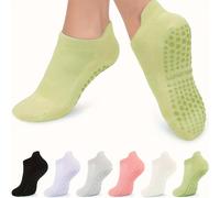 TEMU 6 de Calcetines de Pilates Antideslizantes para Mujer, Calcetines de Yoga con de Agarre, Ideales para Bailes, Barras de Baile - Color Sólido, Calcetines Cortos de Tobillo, Calcetines Deportivos