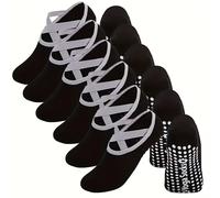 TEMU 6 de calcetines de yoga para mujer con silicona antideslizante profesional, con tiras cruzadas para el empeine, ideales para fitness en interiores, baile y principiantes en Pilates.