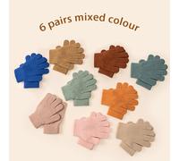 TEMU 6 de guantes elásticos de , guantes elásticos de punto de invierno con dedos completos para niños, guantes cálidos