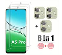 TEMU 6 en 1 3+3 protector de pantalla de lente de cámara compatible con vidrio templado para OPPO A5 Pro 5G (A5X=A5 Pro) A5 4G 5G película de vidrio