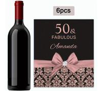 TEMU 6 etiquetas personalizadas para botellas , pegatinas para fiestas de 50 , etiquetas de regalo personalizadas para celebraciones