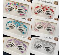 TEMU 6 Láminas de Stickers Faciales Estilo | Diseños Brillantes de Diamantes de y Glitter, Escualano Vegetal, Perfectos para Halloween, Fiestas y Decoraciones Festivas