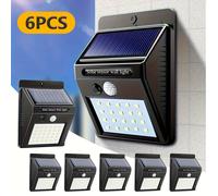 TEMU 6 Luces Solares Exteriores, 20 LED, 3 de Iluminación, Solar con Sensor de Movimiento para Jardín, Patio y Garaje