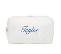 TEMU 6 opciones , bolsa de maquillaje minimalista en con bordado personalizado con tu , y , gran capacidad, ideal para a día, , fiestas, , etc., ¡un regalo !