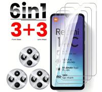 TEMU 6-Pack 6en1 14C 4G Protector de pantalla de vidrio templado HD y conjunto de película de cámara, acabado , película de vidrio transparente para Xiaomi POCO C75