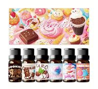 TEMU 6 piezas/1 juego 10 ml Aceite de alimentos 6 aceites esenciales de calidad para hacer velas, sin alcohol, duradera, regalo de vacaciones, chocolate, galletas, chupetes, taro, caramelo de algodón,