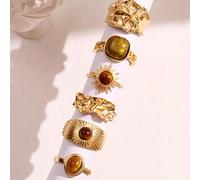 TEMU 6 Piezas de Anillos Ajustables y Apilables para Mujer, Irregulares, Estilo Vintage Elegante, Ideales para Uso Diario y Capas, Regalo para Fiestas