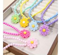 TEMU 6 Piezas de Collares Elásticos con Colgantes de Flores Acrílicos Coloridos - Joyería Elegante y , Ideal para Fiestas, Festivales o Regalos de