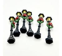 TEMU 6 piezas de farol de Navidad en miniatura con corona navideña, figuras coleccionables decorativas de temporada, plástico, no requiere electricidad, regalos navideños, decoraciones navideñas
