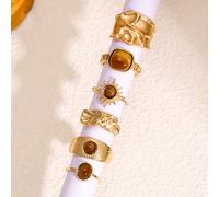 TEMU 6 Piezas de Juego de Anillos Vintage KC Sun & Ring para Mujer - Ajustable y Apilable para Atuendos Casuales, Regalo de Boda o , Colección de Anillos en Capas para Todo el Año (6 Piezas)