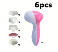 TEMU 6 piezas de limpiador facial eléctrico con masaje, removedor de maquillaje, impulsado por batería, con 5 cabezales de masaje rotativos, ideal para 2025 , para Navidad y Año