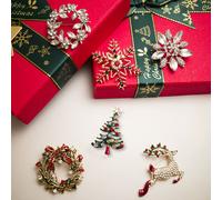 TEMU 6 piezas de los últimos regalos de Navidad: Árbol de Navidad, , broches de copo de nieve, adecuados para mujeres y hombres, broches con forma de planta, broches de estilo navideño, regalos de Año