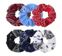 TEMU 6 piezas de para el pelo estilo bohemio con estampado de cachemira, elásticas para el pelo, coleteros antideslizantes, accesorios para el pelo de moda para mujer.