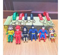 TEMU 6 piezas de personajes de justicia de superhéroes como Batman, Superman, Flash, Mujer mágica, , etc. Llaveros, bolsos de estilos y variados, llaveros de coche, etc. Regalo para .
