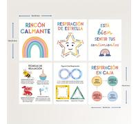 TEMU 6 piezas de respiración , y regulación emocional - Decoración de esquina y aula - para y suministros para en casa, material de papel sin 20,32 x 25,4 cm (2D/FLAT)