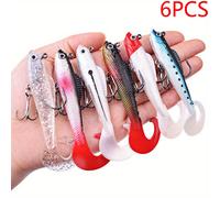 TEMU 6 Piezas de Señuelos de Pesca de Silicona - Cabezas Jig Realistas Anzuelos , Multicolor para Agua y , Duraderos para Atrapar Lubinas, y Lucios, Diseño , Flexibles para Pescar