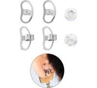TEMU 6 Piezas de Soporte para Aretes -Caída - Soportes Ajustables y Resistentes (4 Dorados/Plateados + 2 de Silicona)