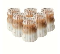 TEMU 6 Piezas de Vasos Transparentes con Rayas , Gran Capacidad en Borosilicato para Bebidas como Leche, Té Floral y - Ideales Regalo Navideño, Halloween, Acción de o San Valentín