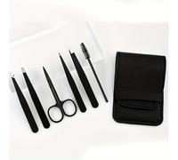TEMU 6 piezas Juego de de cejas - Pinzas de precisión de acero inoxidable sin perfume para cejas, removedores de multiusos con tijeras para cejas, kit de herramientas de belleza profesional