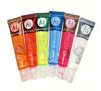 TEMU 6 piezas/juego, de labios transparente hidratante, VE, rosa , argán, -aloe, sabor a coco, juego de regalo de aceites labiales voluminizadores translúcidos con escualano vegetal