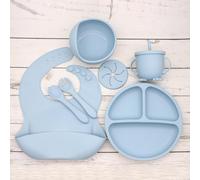 TEMU 6 piezas/juego, utensilios de alimentación de silicona, que incluyen un babero de silicona, un con , un con , un vaso de entrenamiento para beber , y seguro, de silicona,.