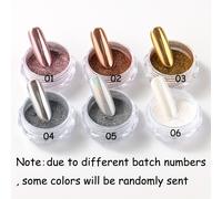 TEMU 6 piezas Polvo de espejo dorado metálico Glitter para de uñas plateada láser perla aurora polvo de gel de esmalte de frotado para manicura Deco