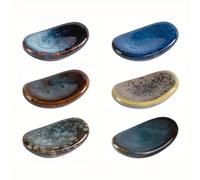 TEMU 6 posavasos de cerámica japonesa para palillos, con forma vintage, vajilla de cocina y comedor, soportes de cerámica para utensilios para decoración del hogar y restaurante.