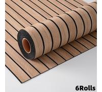 TEMU 6 Rollos de Papel Tapiz Autoadhesivo 3D - de Madera, Tablas de Vinilo Pintables Adecuadas para Paredes, Suelos, Techos, Superficies Curvas y Particiones - Fácil Instalación DIY, Paneles de Madera