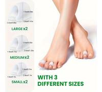 TEMU 6 Separadores de Dedos para Mujeres y Hombres, Almohadillas de Gel para Espaciar Dedos - Previenen el Rozamiento y Apriete, Reutilizables, 2 de Tamaño en 3 Tallas Diferentes para Uso Diario