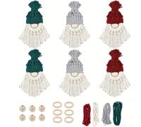 TEMU 6 Set DIY Macrame Christmas Gnomes Kit: de Navidad de macramé a para decoración festiva - No requiere pilas